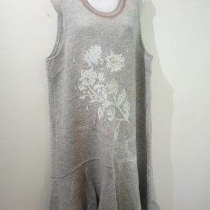 Sleeveless Gray Floral Print Women's Dress